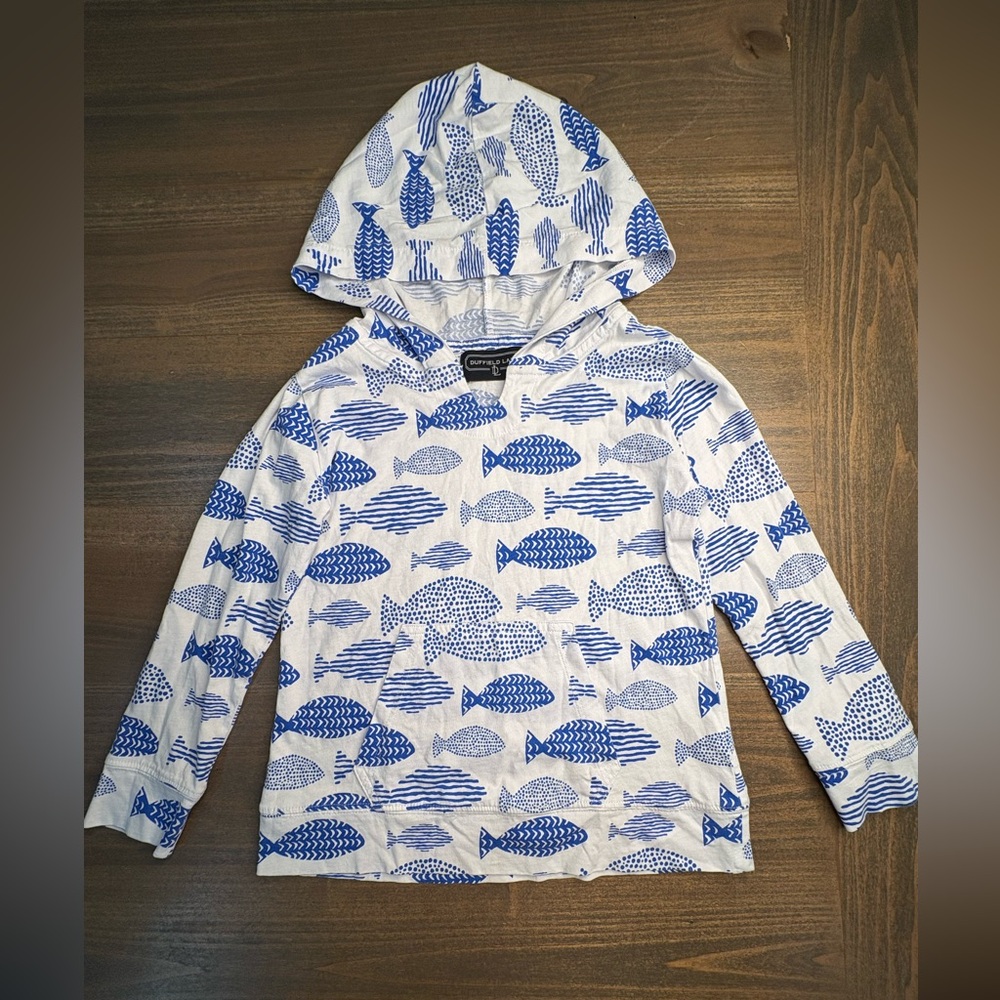 Duffield Lane Lightweight 100% cotton Fish Hoodie size 6/7